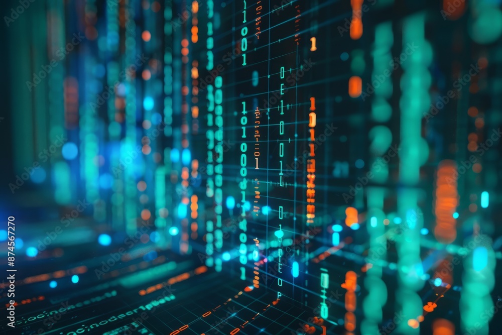 Poster data technology computer generated digital currency and exchange stock chart for finance and economy
