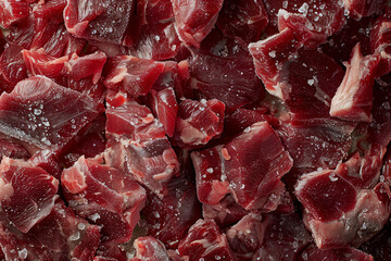Close-Up Of Frozen Raw Meat In Ice
