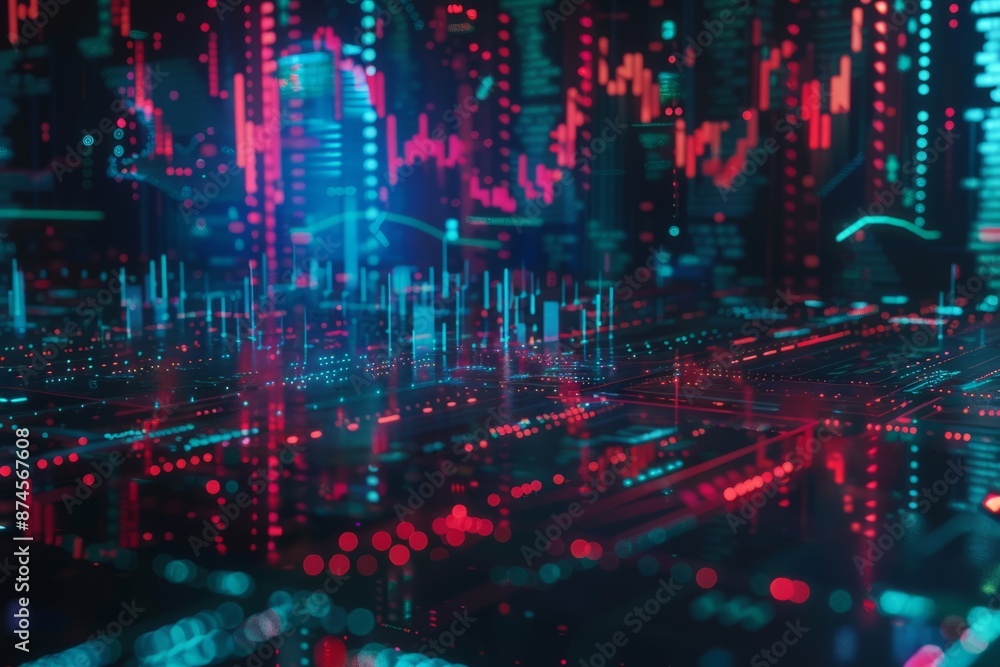 Poster data technology computer generated digital currency and exchange stock chart for finance and economy