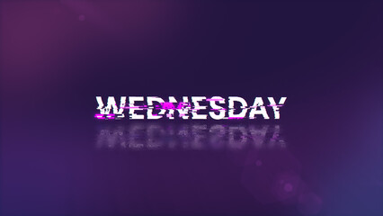 3D rendering Wednesday text with screen effects of technological glitches