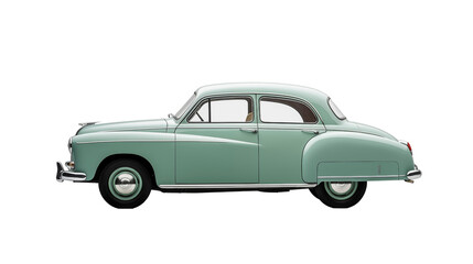 Side View of a Mint Green 1950s Sedan isolated on white transparent background