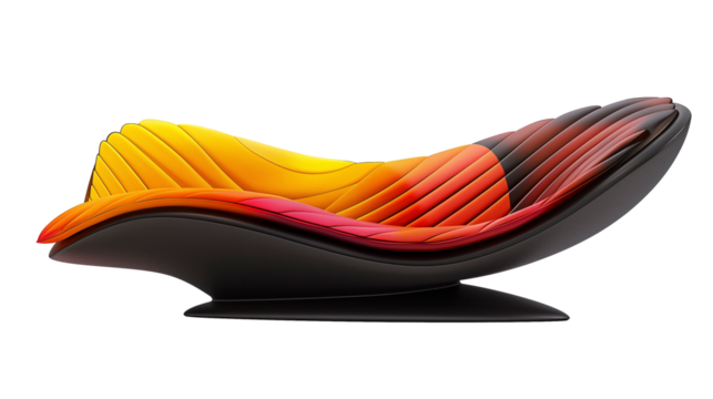 Modern Orange And Yellow Lounge Chair On White Background