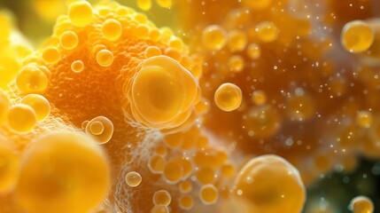 Human fat body tissue under microscope view for physiology education