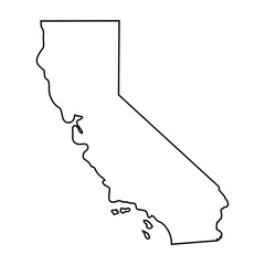 California Map Minimal vector illustration, symbol, outlined, silhouette, black, clipart, cut file 