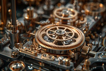 Precision Dance of Time: Intricate Clockwork Gears Interlock to Keep Time Ticking