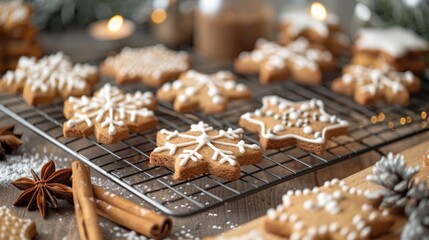 holiday baking, gingerbread cookies cooling, spices on the counter, creating a festive aroma in the kitchen, embodying the essence of christmas