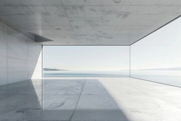 Obraz premium Empty white concrete floor in minimal architecture