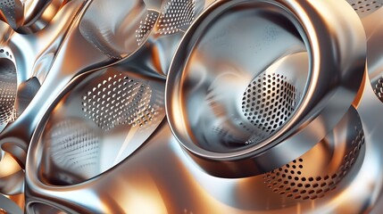 Captivating Abstract Metallic Textures and Shapes in 3D Rendering