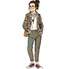 Ibise Preppy fashion cartoon isolated whitebackground