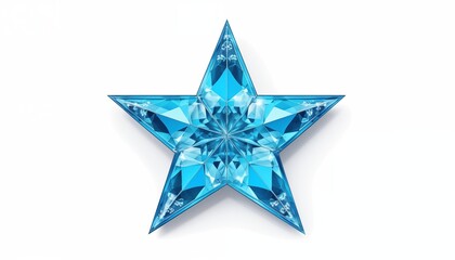 Obraz premium sparkling cubic blue star on white background