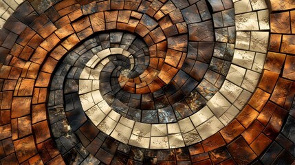 Naklejka premium Captivating Earthy-Toned Spiral Mosaic Pattern Background