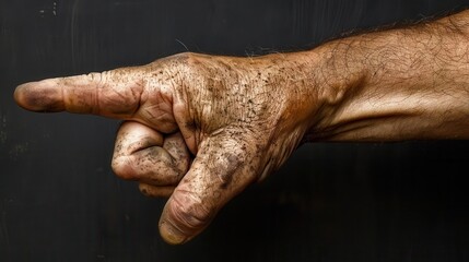 Fototapeta premium man's hand with dirty, dirty, and dirty skin