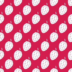 Strawberry seamless pattern. Summer berries vector background.  Easy to edit template for textile, fabric, wallpaper, wrapping paper, scrapbooking, etc.