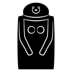 Neolithic female sculpture. Tuscany idol from Fivizzano, Italy. Black and white silhouette.