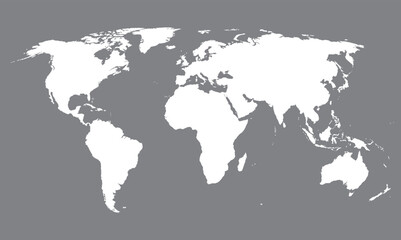White world map on grey background. Eps 10 Vector