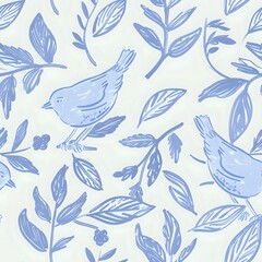 Elegant Bird and Leaf Pattern