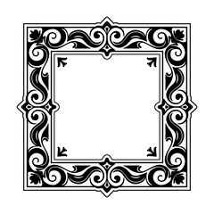 Ornate Black and White Decorative Square Frame