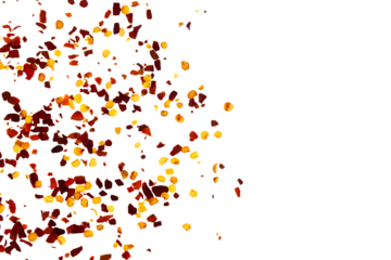 organic kashmiri red chili pepper flakes powder burst texture,cutout transparent background,png format