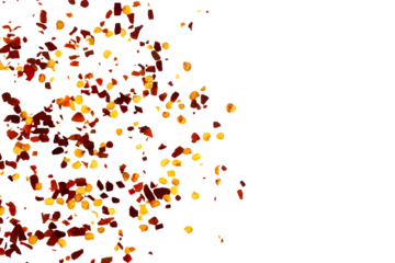 Gardinen Chilischoten organic kashmiri red chili pepper flakes powder burst texture,cutout transparent background,png format  © gv image