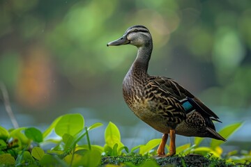 Obraz premium Indian Spot-billed Duck, Macro,Left side view