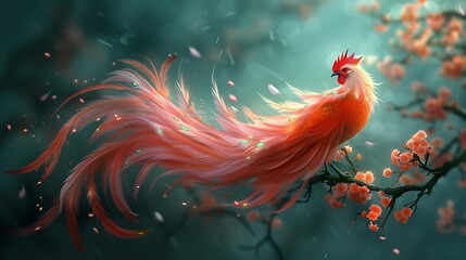 Obraz premium beautiful rooster illustration for paint company advertising
