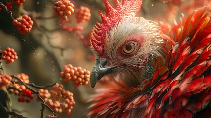 Fototapeta premium beautiful rooster illustration for paint company advertising