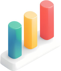 A set of colorful pie charts and bars. Scene is cheerful and playful, with the bright colors and shapes creating a sense of fun.