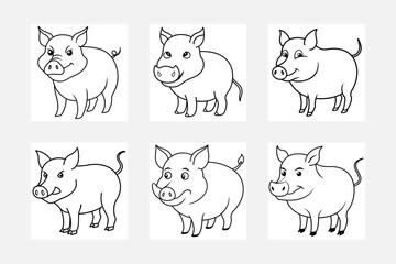 Pig line art vector illustration