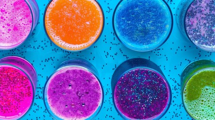 A vibrant array of colorful mocktails and smoothies celebrating the growing trend of nonalcoholic beverages and healthy living