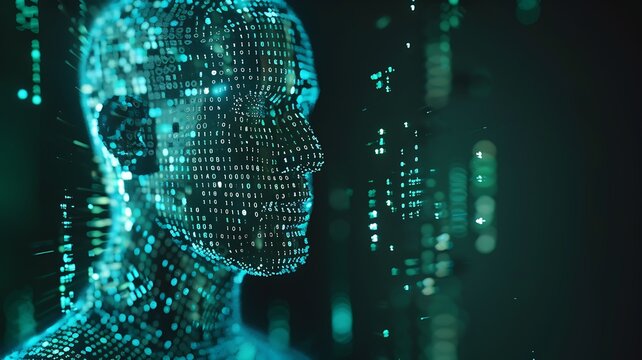 Digital Human Head Composed of Binary Code