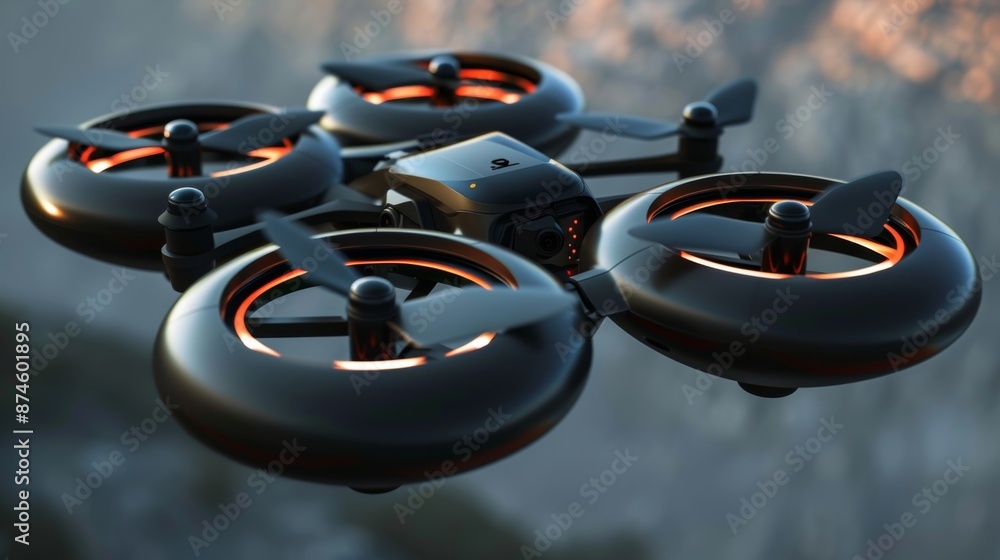 Poster the three propellers of the drone are made of flexible plastic allowing them to bend slightly upon i