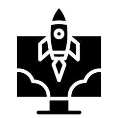 Rocket icon. Business start up symbol. Rocket launching sign.