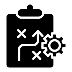 Fototapeta premium Technical check list. Clipboard add gear icon. Technical support check list with cog. Management business concept. Vector illustration. 