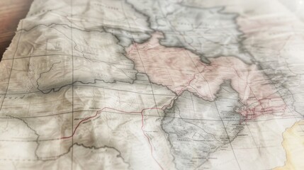 Fototapeta premium A detailed vintage map overlaid with modern digital textures symbolizing the intersection of past and present in graphic design