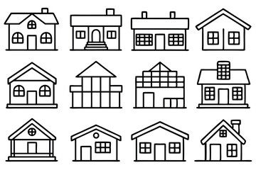 Modern house line art design illustration urban living