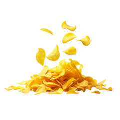 Fototapeta premium Falling potato chips isolated on white background