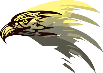 Tribal colored eagle head symbol on a white backdrop for your creative ideas. Bird of prey for fashion trends, business concepts, covers,  company brand, interiors, dynamic posters, fabrics, prints