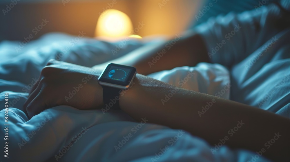 Poster the touchscreen of a fitness tracker allows users to easily monitor their sleep patterns displaying 