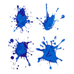 Fototapeta premium blue ink splashes on a white background