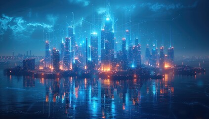 Cyberpunk Cityscape with Futuristic Glow