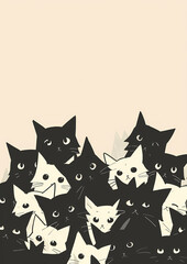 Simple Minimalist Cartoon Cat Drawing