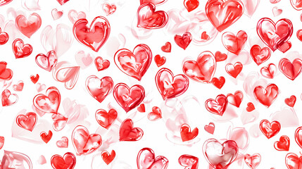  Repeating St. Valentine's Day Red Hearts Wallpaper on White Background