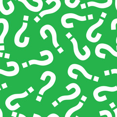 Seamless inverse green and white riddle question mark symbol pattern vector