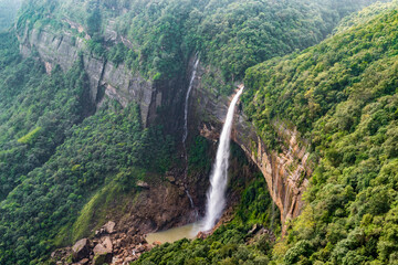 Nohkalikai falls view point in megahalaya cherrapunji. The best tourist attraction in cherrapunji  meghalaya in India.