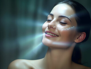 Laser Treatment, Laser epilation and cosmetology, ultrasound face treatment in medical spa center, Doctor doing laser face and hair removal treatment, skin care concept by using laser