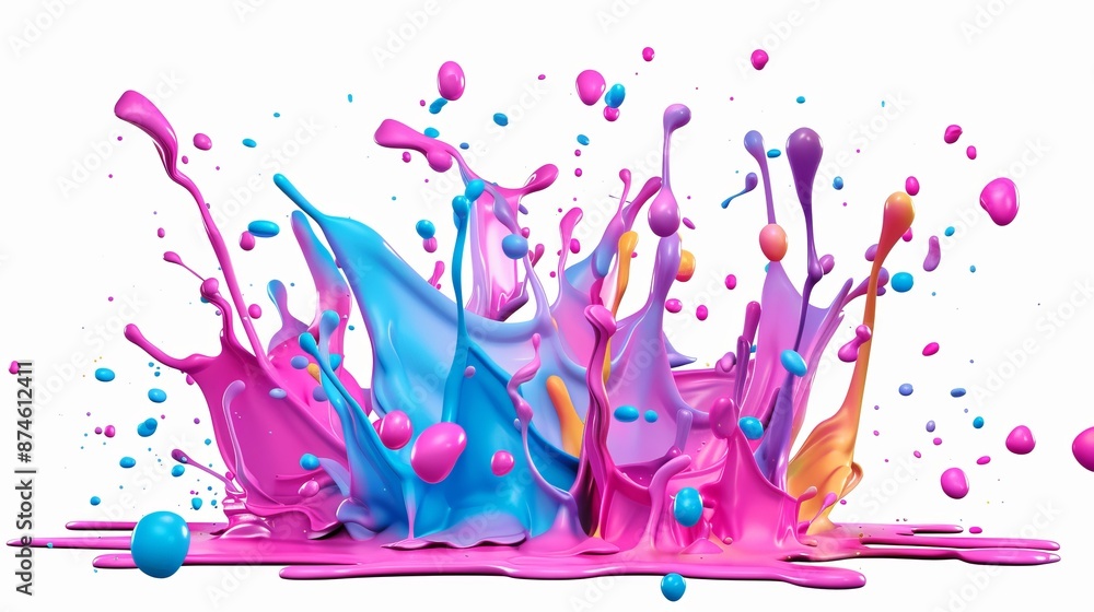 Poster vibrant splashes of colorful paint abstract art background. creative paint explosion showcasing vari