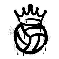 Volleyball and crown with black spray paint graffiti style © anakcikal978