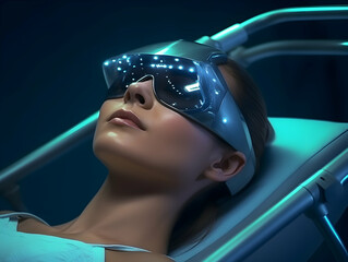 Naklejka premium Laser Treatment, Laser epilation and cosmetology, ultrasound face treatment in medical spa center, Doctor doing laser face and hair removal treatment, skin care concept by using laser