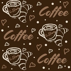 coffee pattern, light and dark brown background
