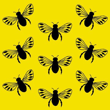 bee pattern, black and yellow honeybee background